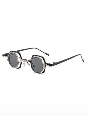 Avant-garde Geometric Black & Silver Sunglasses